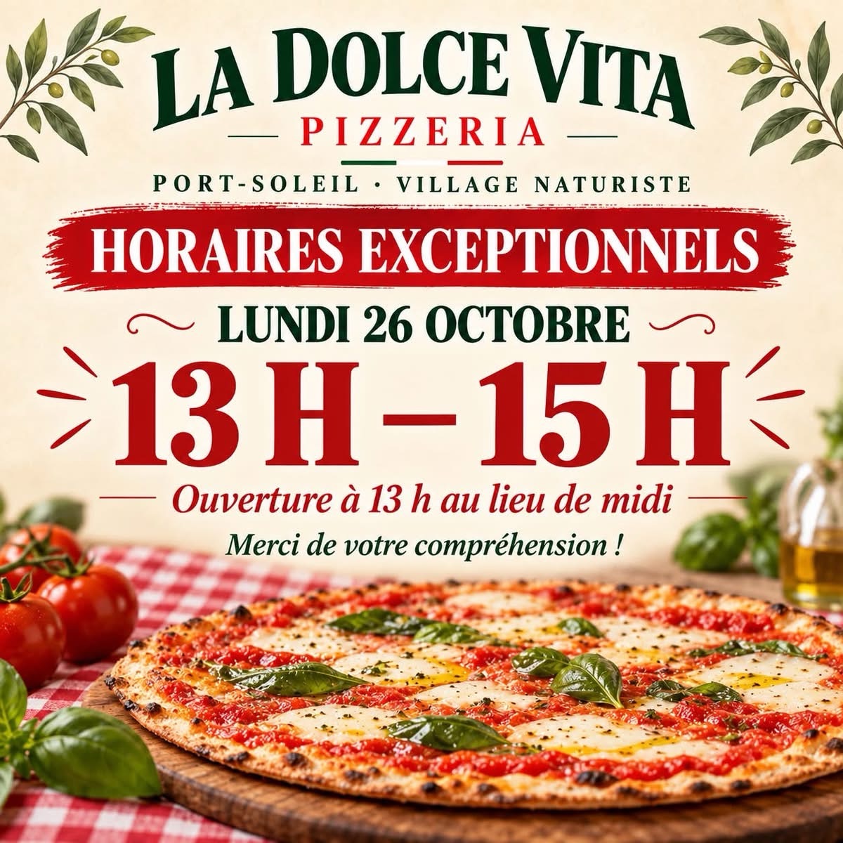 Affiche Horaires Exceptionnels